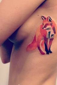 beautiful side view of a beautiful style fox tattoo picture