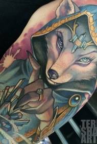 Big arm gorgeous painted fox-shaped witch tattoo pattern