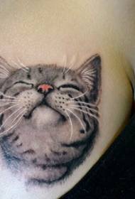 sexy female chest only beautiful smile kitten tattoo picture