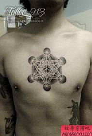 male front chest classic fashion six-pointed star tattoo pattern