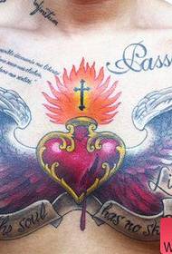 manliga bröstet super cool dominerande kärlek vingar tatuering mönster