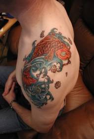 shoulder color koi fish water tattoo pattern