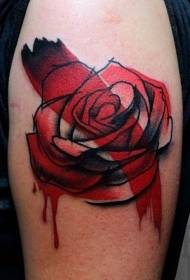 shoulder color personality red rose tattoo pattern