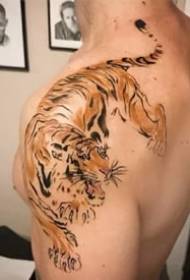 kekahi mau puʻuwai nani hemi Shoulder Tiger Tattoo Pattern