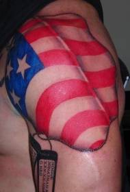 shoulder color American flag badge tattoo pattern