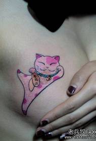 a chest beckoning cat tattoo pattern