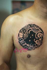 Polynesian totem chest tattoo picture