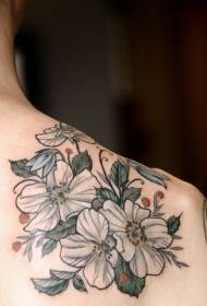 ώμος ρετρό λευκό μοτίβο τατουάζ λουλουδιών καμπάνα