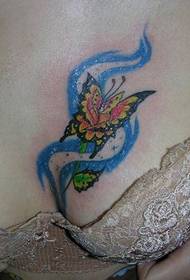 girly chest color butterfly tattoo picture
