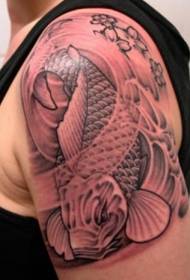 shoulder squid and flower tattoo pattern