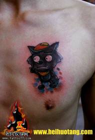 chest cute cartoon gray wolf tattoo pattern