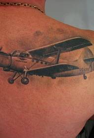 vintage aircraft shoulder scapula tattoo pattern