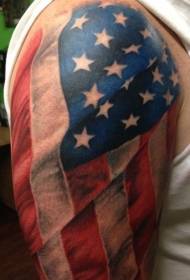 shoulder color realistic American flag tattoo pattern