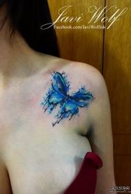 skulderfarve splash blæk sommerfugl tatoveringsmønster