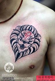 chest lion tattoo works shared by the tattoo museum