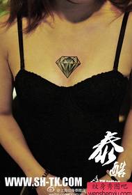 girls chest classics popular small diamond tattoo pattern