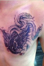 classic male chest personality Phoenix tattoo pattern picture