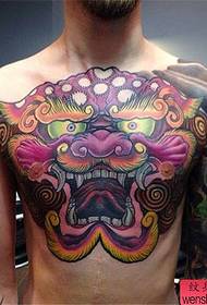 Tattoo show map recommended a chest color Tang lion tattoo works