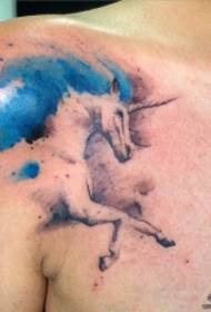 shoulder unicorn splash ink tattoo pattern