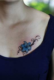 girls chest fashion good-looking lily tattoo pattern picture