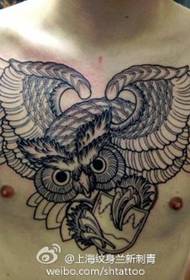 padrão de tatuagem de coruja no peito