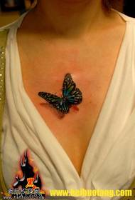 chest treasure blue butterfly tattoo pattern