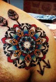 Schulter alte Schule Mandala Blume Pfeil Tattoo Muster