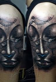 big arm color shoulders impressive female mask tattoo pattern