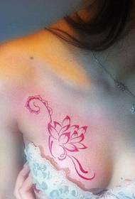sexy beauty chest only beautiful red lotus tattoo picture
