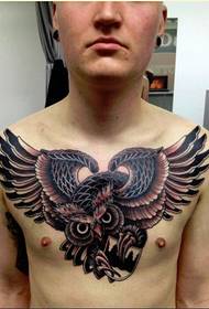 personality fashion male chest good-looking owl Tattoo picture