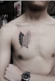 fashion male chest personality domineering freedom wing tattoo picture
