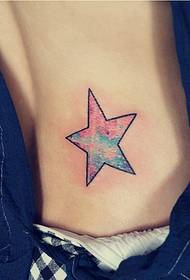 female chest beautiful colorful starry five-pointed star tattoo picture