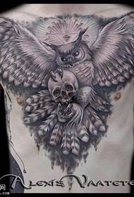 a large V owl tattoo pattern