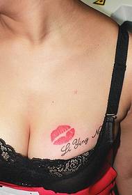 fashion sexy female chest nice lip print tattoo pattern picture