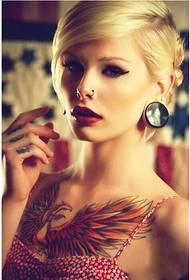 fashion women's chest beautiful looking phoenix tattoo picture picture