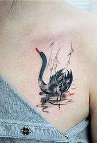 female chest only beautiful looking ink style goose tattoo picture