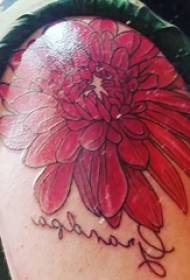 patrún tattoo chrysanthemum Pictiúr álainn tattoo tattoo ar ghualainn an chailín