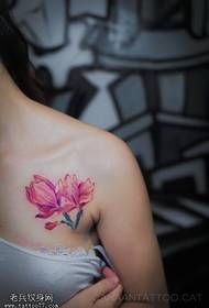 female chest color flower tattoo picture