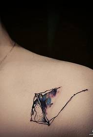 shoulder kite watercolor ink line Tattoo pattern