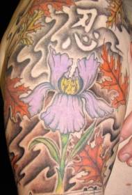 model de tatuaj de flori iris de toamnă culoare