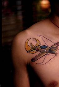 male chest color personality fashion good-looking aircraft tattoo picture