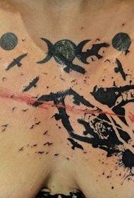 vrouw borst speciale stijl duif hart weg tattoo patroon