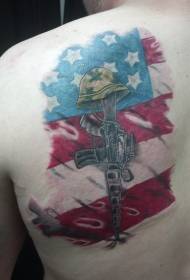 back shoulder color American flag military commemorative tattoo