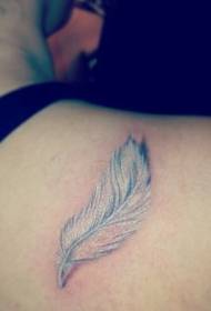 shoulder cute white feather tattoo pattern
