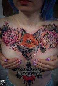 tetovanie postava odporučila žena hrudník líška pivonka tetovanie funguje