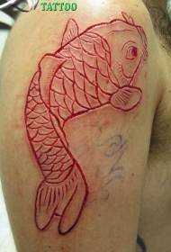 shoulder bloody cut blood fish tattoo pattern