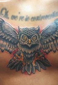 chest atmosphere Owl tattoo