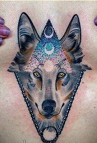 fashion chest personality Wolf head tattoo pattern picture