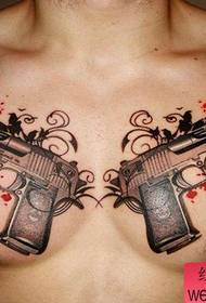 modèle de tatouage pistolet pistolet poitrine super beau poitrine