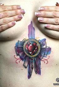 ομορφιά στο στήθος δημοφιλή όμορφα χρωματιστά σχέδια τατουάζ πολύτιμων λίθων